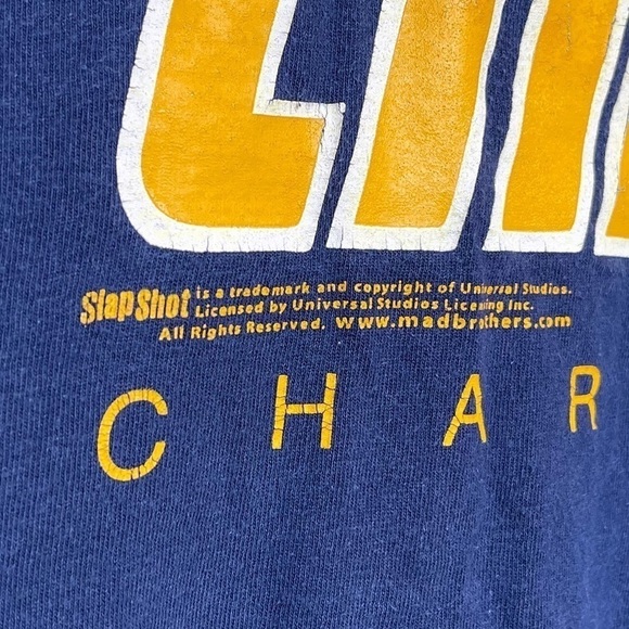CHIEFS Charleston Slap Shot Film Vintage 90s/00 T Shirt Doublesided - Picture 4 of 7